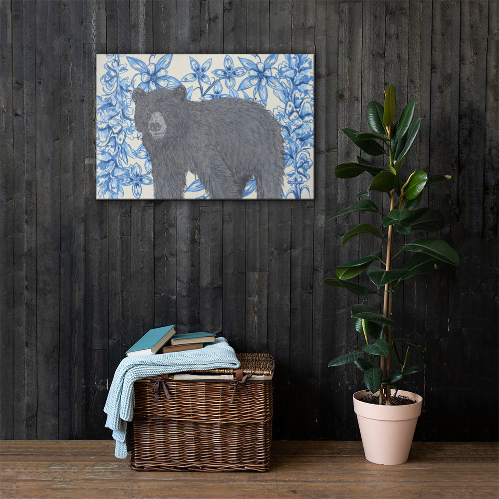 Appalachian Porcelain Black Bear Fine Art Canvas Print 24 x 36"