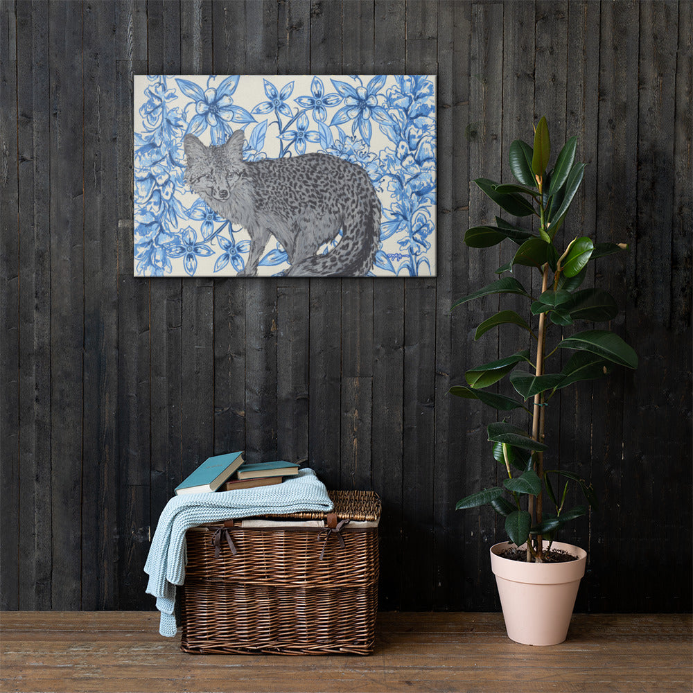 Appalachian Porcelain Gray Fox Fine Art Canvas Print 24 x 36"