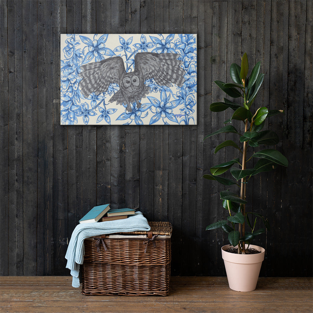Appalachian Porcelain Barred Owl Fine Art Canvas Print 24 x 36"