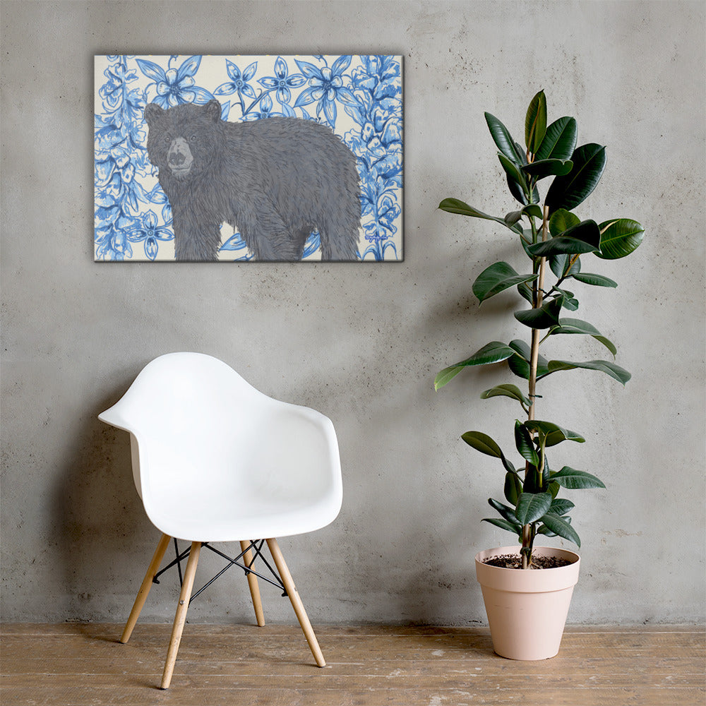 Appalachian Porcelain Black Bear Fine Art Canvas Print 24 x 36"
