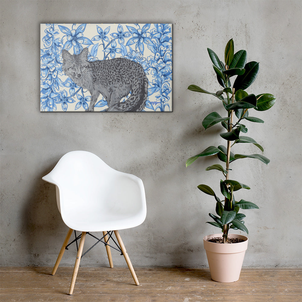 Appalachian Porcelain Gray Fox Fine Art Canvas Print 24 x 36"