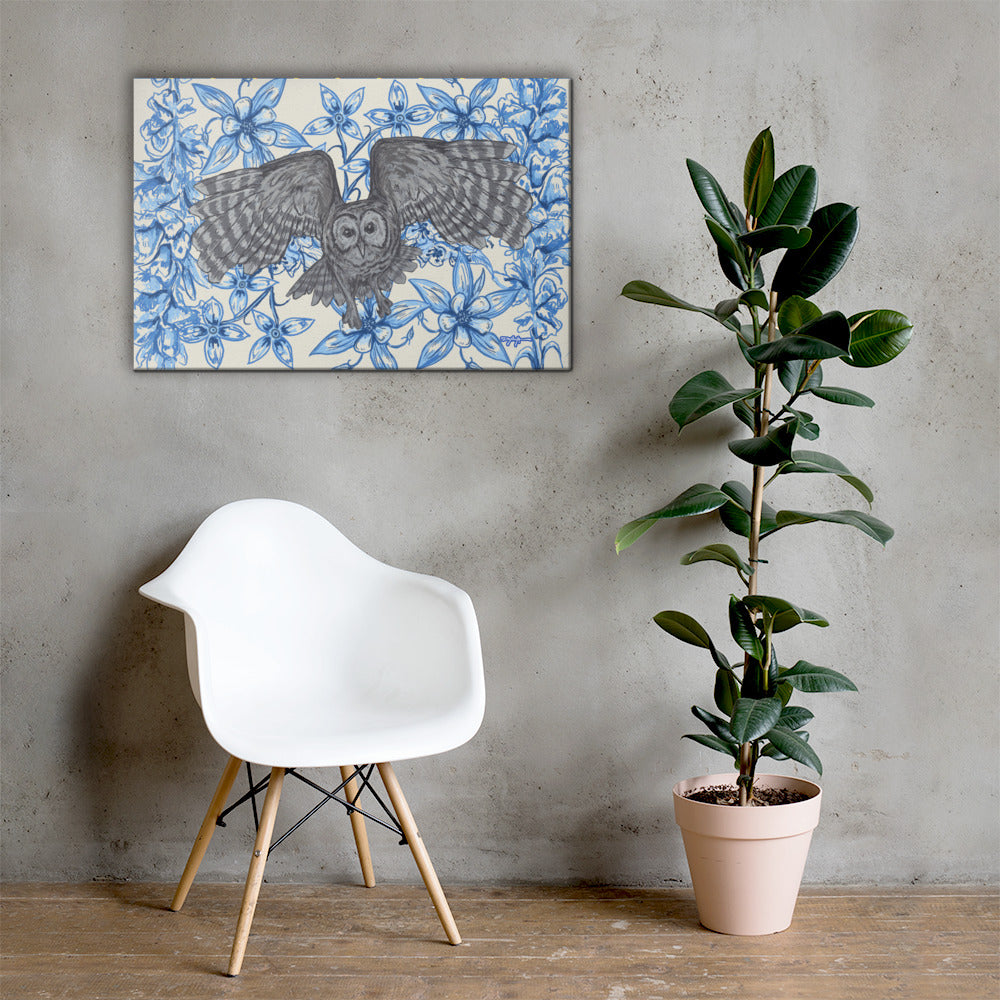 Appalachian Porcelain Barred Owl Fine Art Canvas Print 24 x 36"