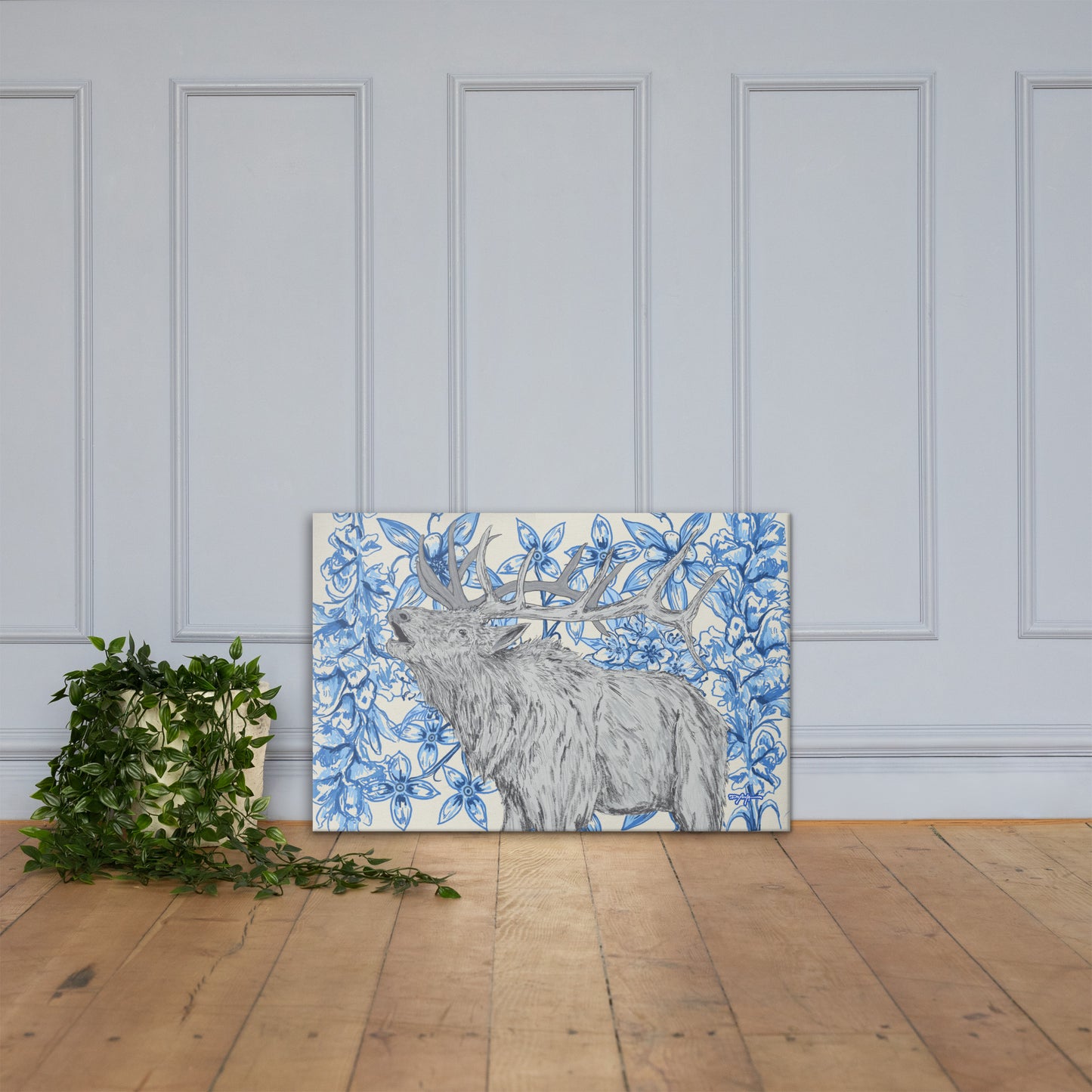 Appalachian Porcelain Elk Fine Art Canvas Print 24 x 36"