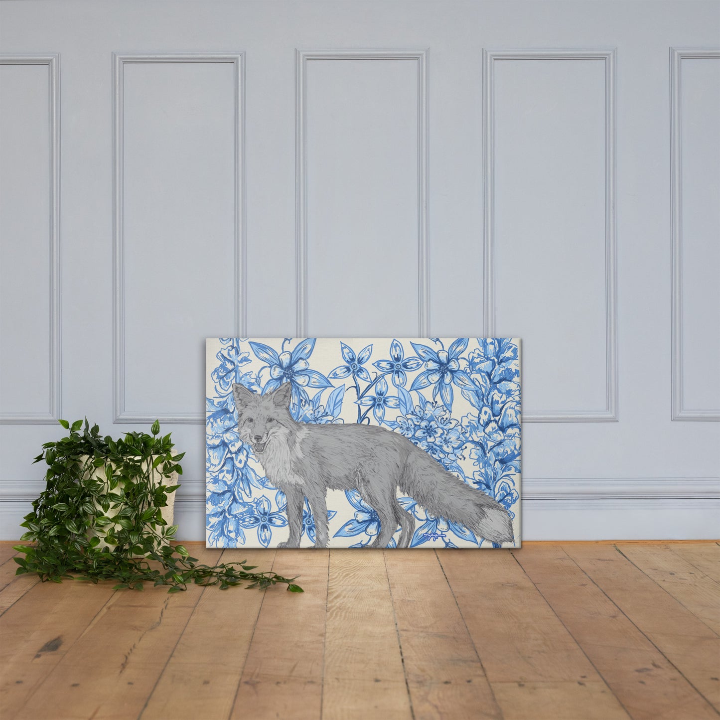 Appalachian Porcelain Red Fox Fine Art Canvas Print 24 x 36"