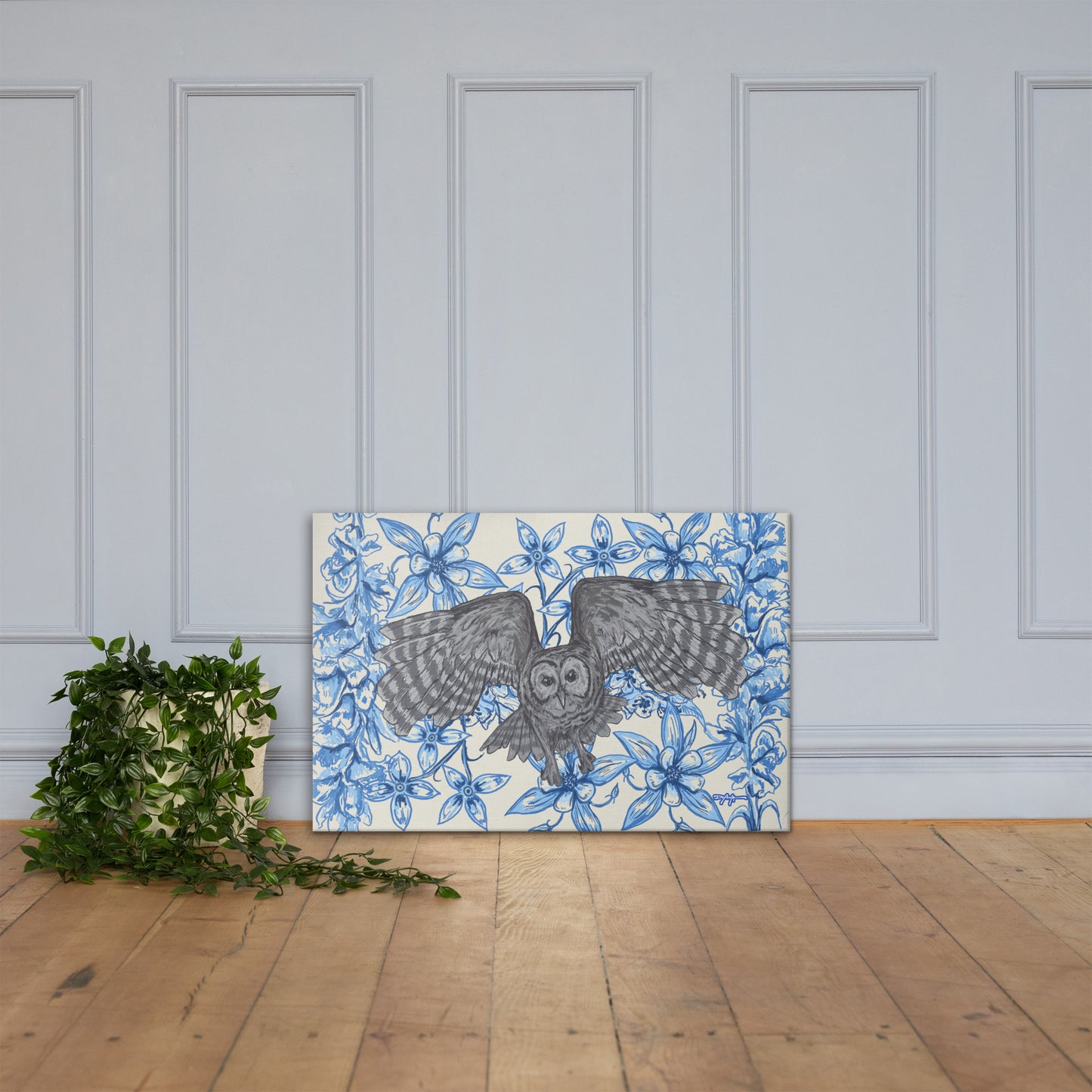 Appalachian Porcelain Barred Owl Fine Art Canvas Print 24 x 36"