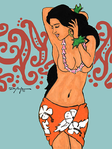 Ualoheke Akua Hula Dancer Fine Art Canvas Print 18" x 24"