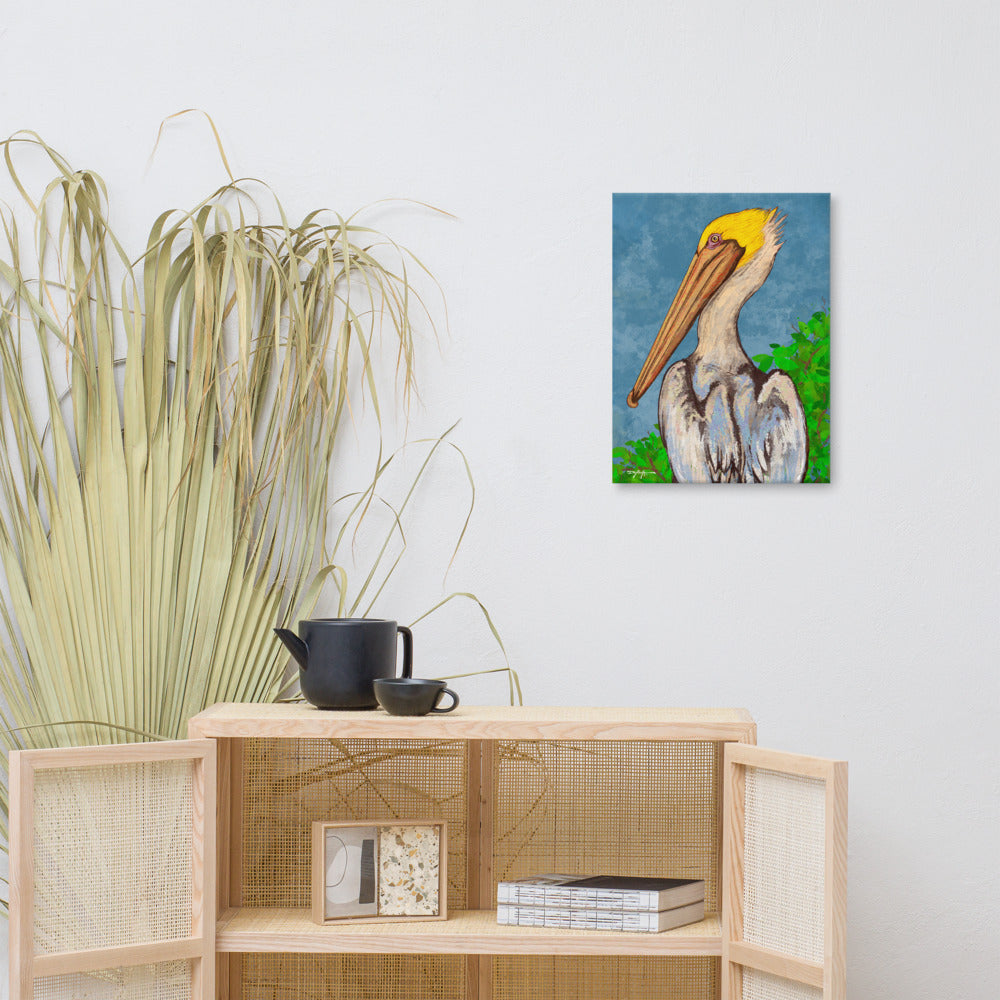 Pelican Aquatic Bird Portrait Fine Art Canvas 18" x 24"