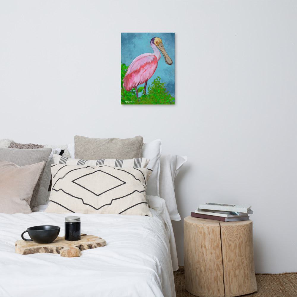 Roseate Spoonbill Portrait Fine Bird Art Canvas 18" x 24"
