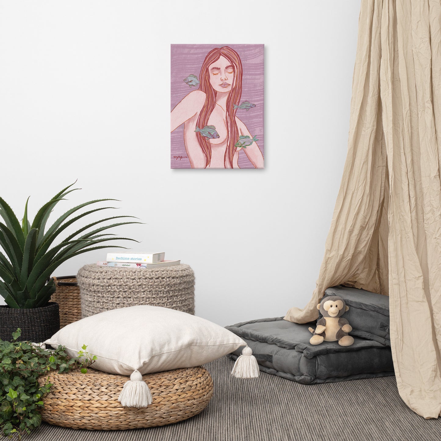 Wayfinder Woman Portrait Rose Quartz Fine Art Canvas 18" x 24"