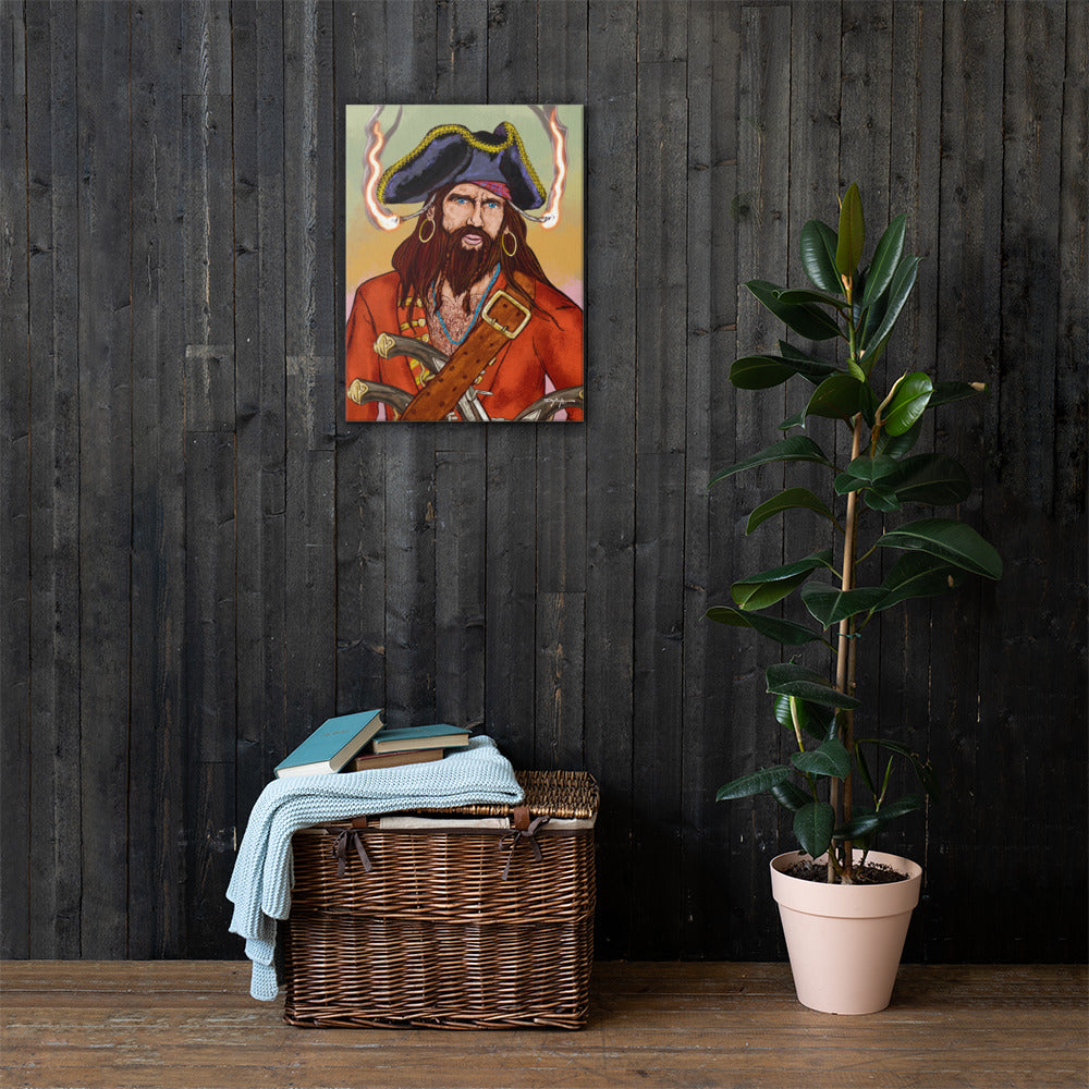 Pirate Blackbeard Portrait Edward Teach Fine Art Canvas 18" x 24"