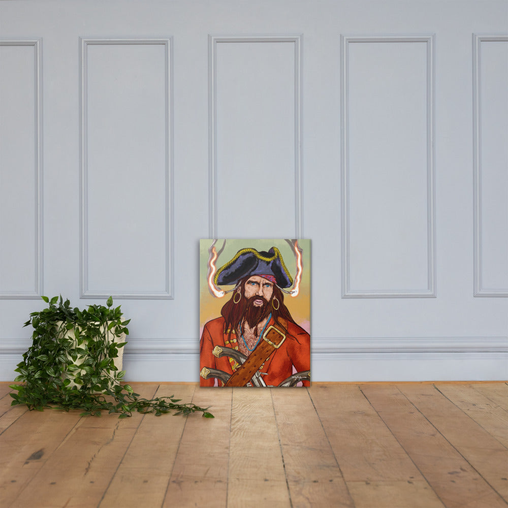 Pirate Blackbeard Portrait Edward Teach Fine Art Canvas 18" x 24"
