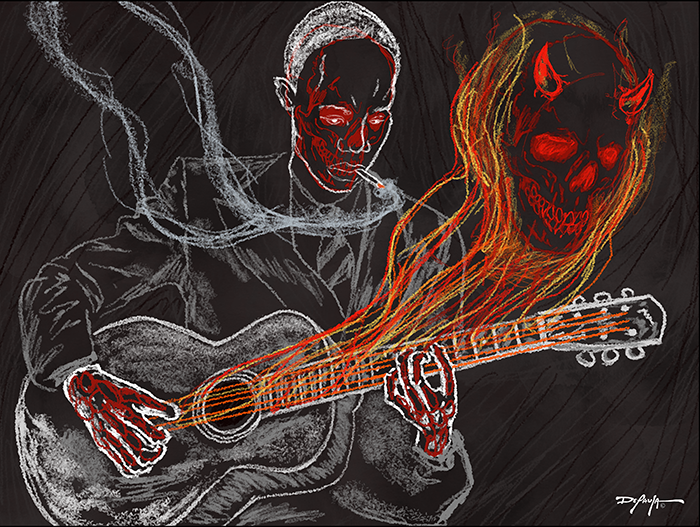 The Devil and the Crossroads Blues Fine Art Canvas 18" x 24"