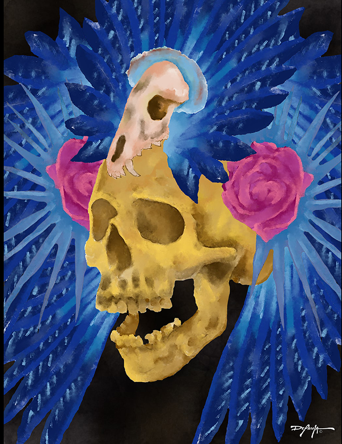 Lost Culture Skull Feather Headdress Fine Art Canvas Print 18" x 24"