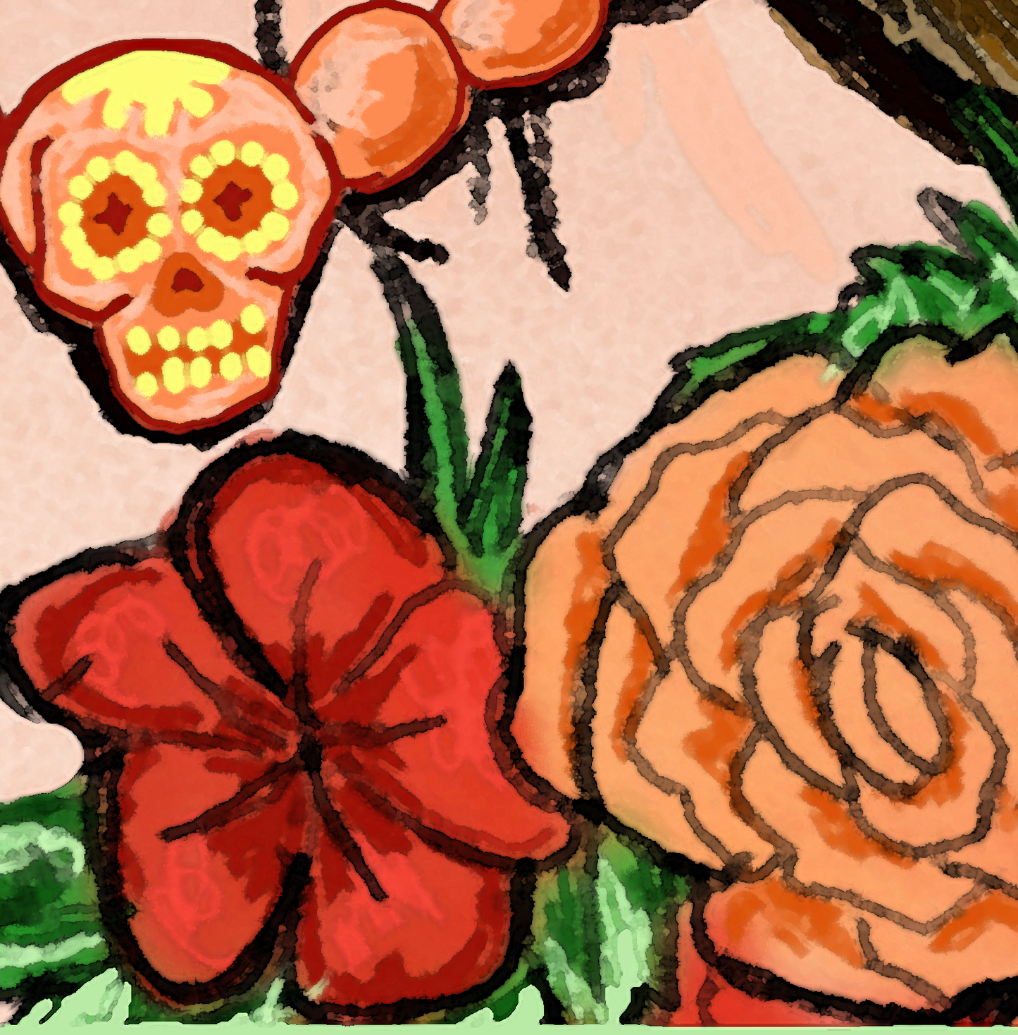 Dia de los Muertos Mujer Portrait Sugar Skull Woman Fine Art Canvas Print 18" x 24"