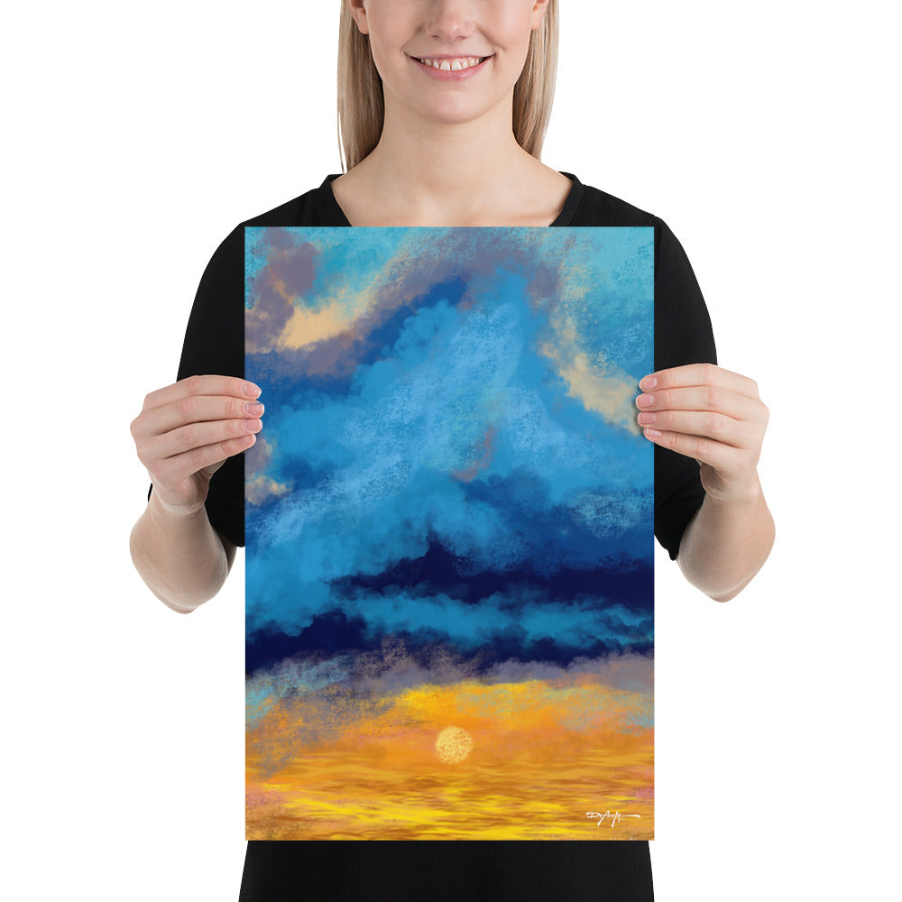 Golden Blue Sunset Coastal Fine Art Print 12" x 18"