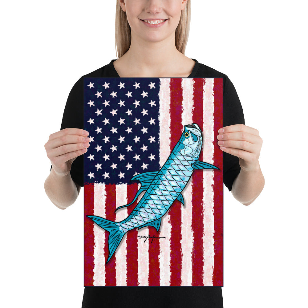 American Flag Colors of Freedom Tarpon Fine Art Print 18 x 24"