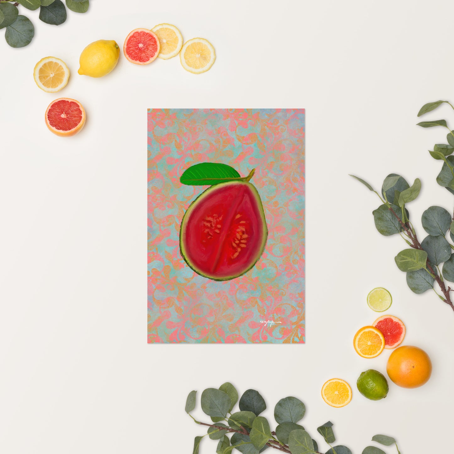 Juicy Tropical Fruit Guava Fine Art Print 12" x 18"