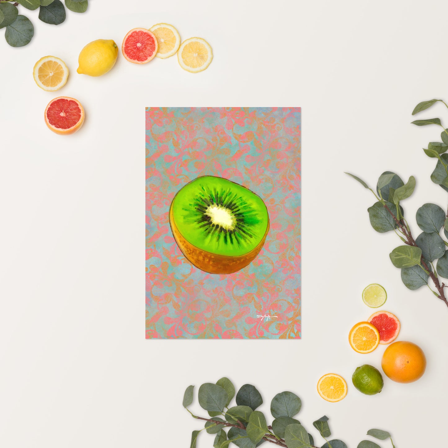 Juicy Tropical Fruit Kiwi Fine Art Print 12" x 18"