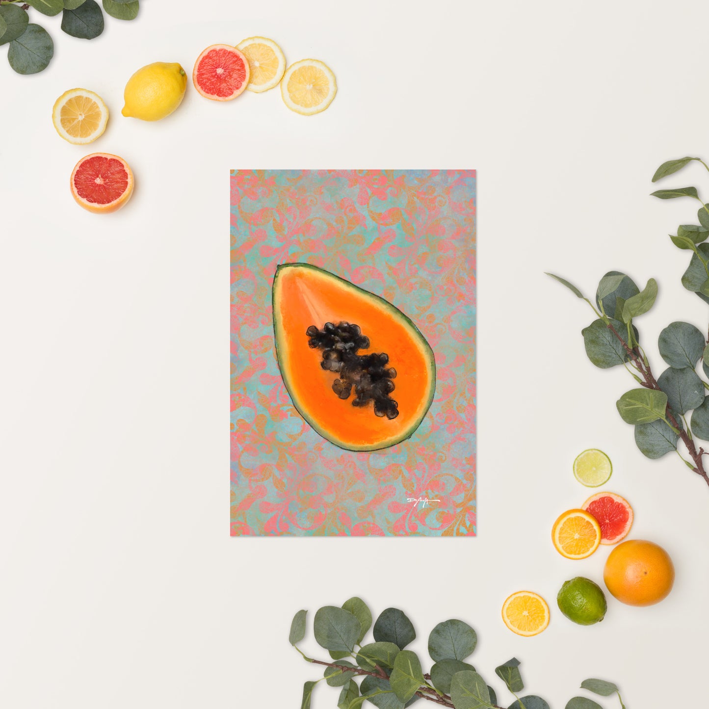Juicy Tropical Fruit Papaya Fine Art Print 12"x 18"