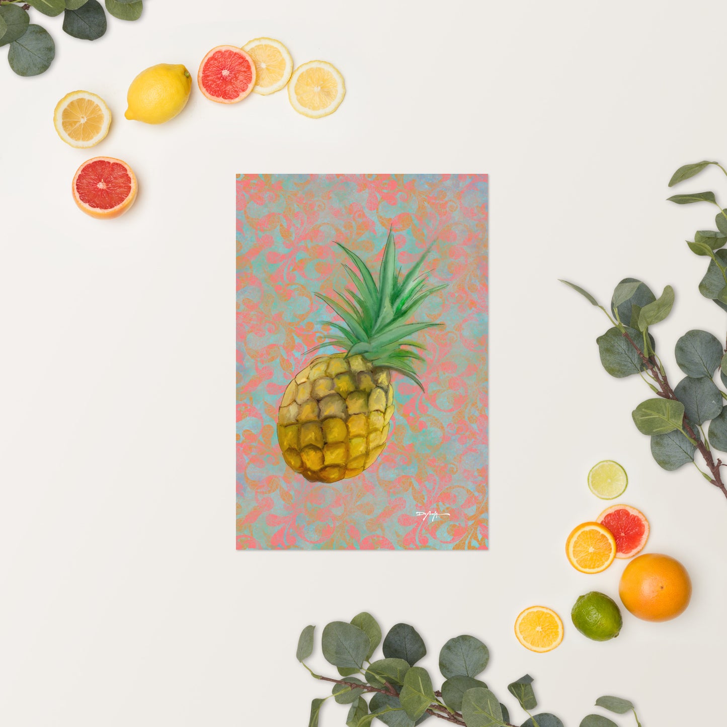 Juicy Tropical Fruit Pineapple Fine Art Print 12" x 18"