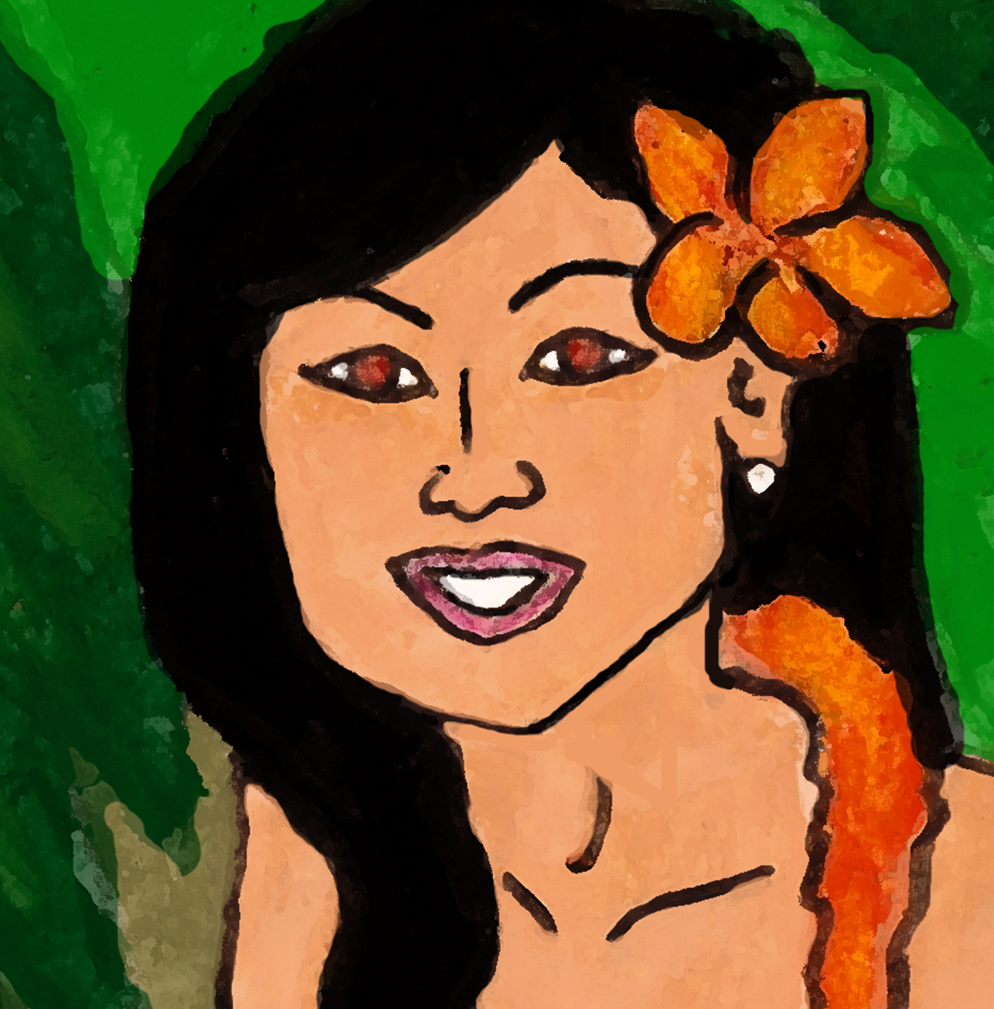 Ku U Maka Hula Girl Dancer Fine Art Canvas Print 18" x 24"