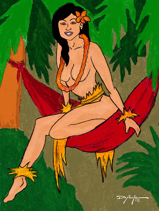 Ku U Maka Hula Girl Dancer Fine Art Canvas Print 18" x 24"