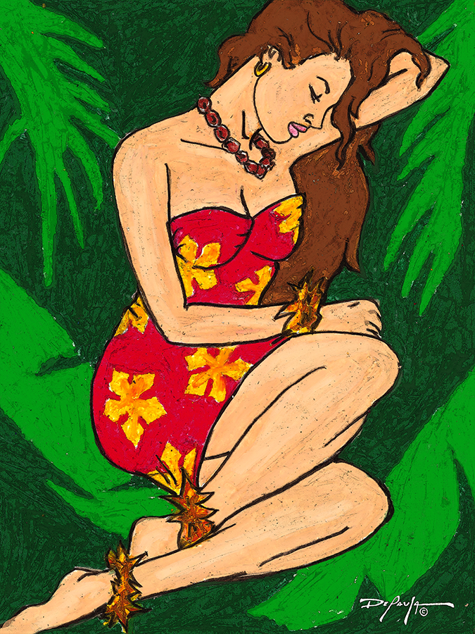 Malana Hula Dancer Portrait Woman Fine Art Canvas Print 18" x 24"