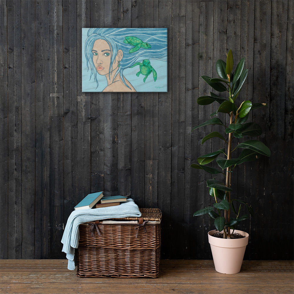 Wayfinder Woman Portrait Sapphire Fine Art Canvas 18" x 24"