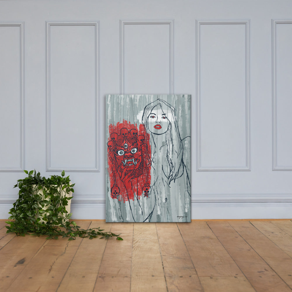 Enshroud Woman Mask Portrait Contemporary Fine Art Canvas Print 24" x 36"