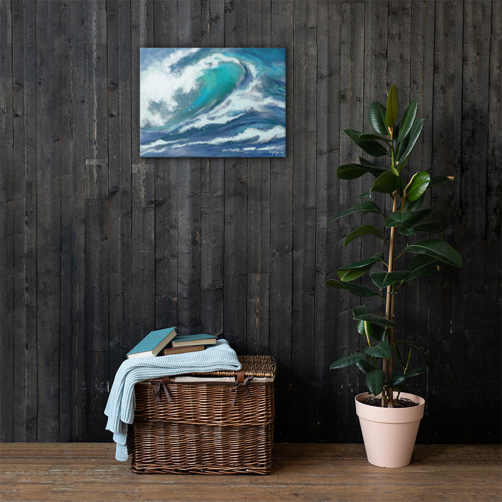 Deep Blue Wave Fine Art Canvas Print 18" x 24"