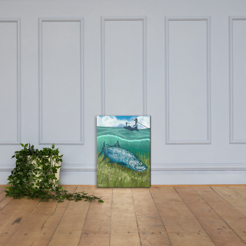 Tarpon Flats Fishing Fine Art Canvas 18" x 24"