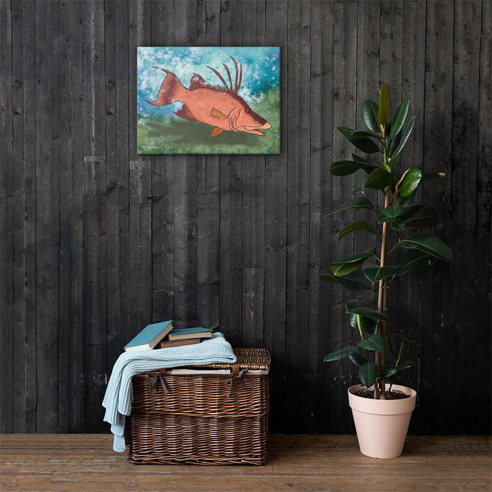 Hogfish with Blues and Greens Fine Art Canvas 18" x 24"