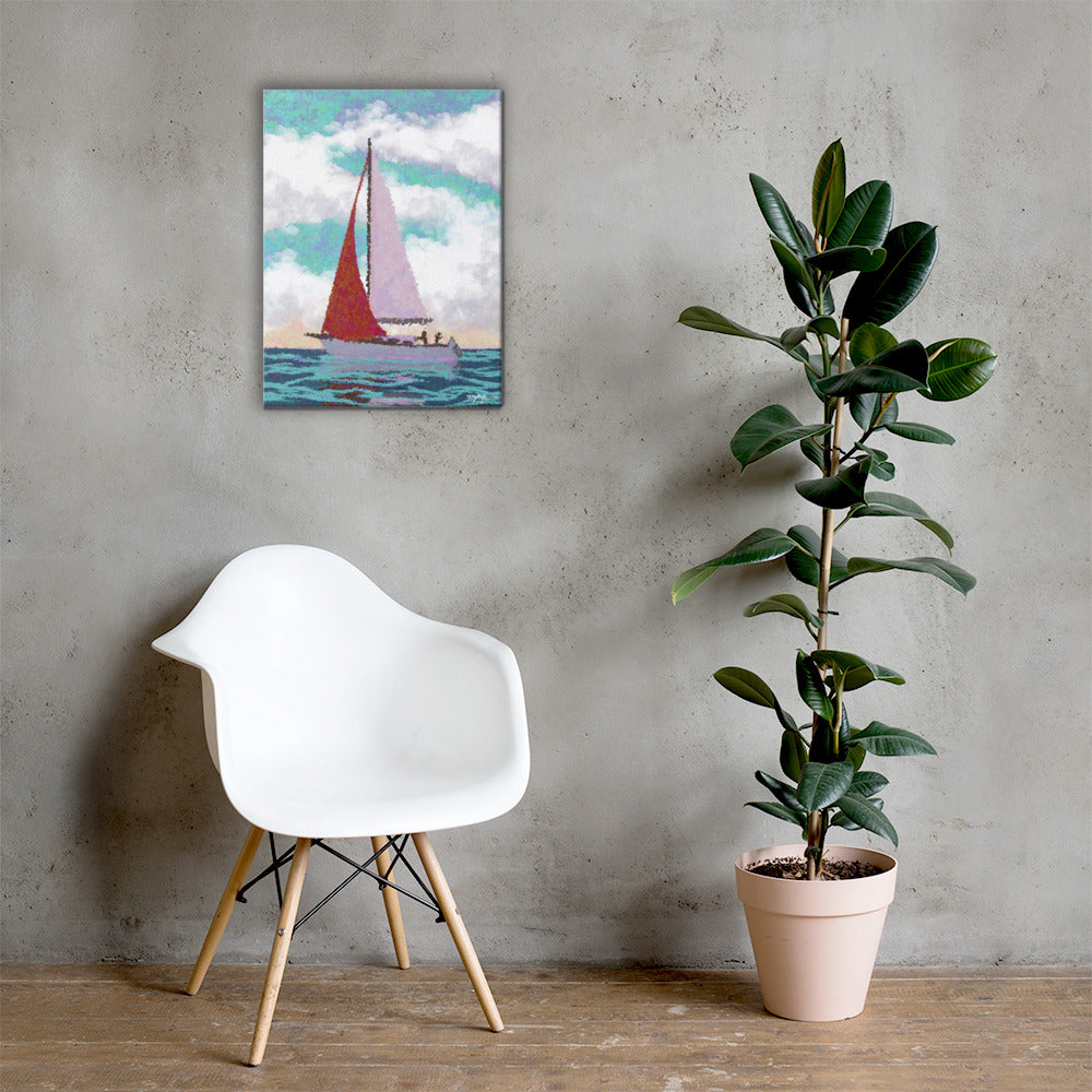 Sail Away Fine Coastal Art Sailboat Canvas 18" x 24"