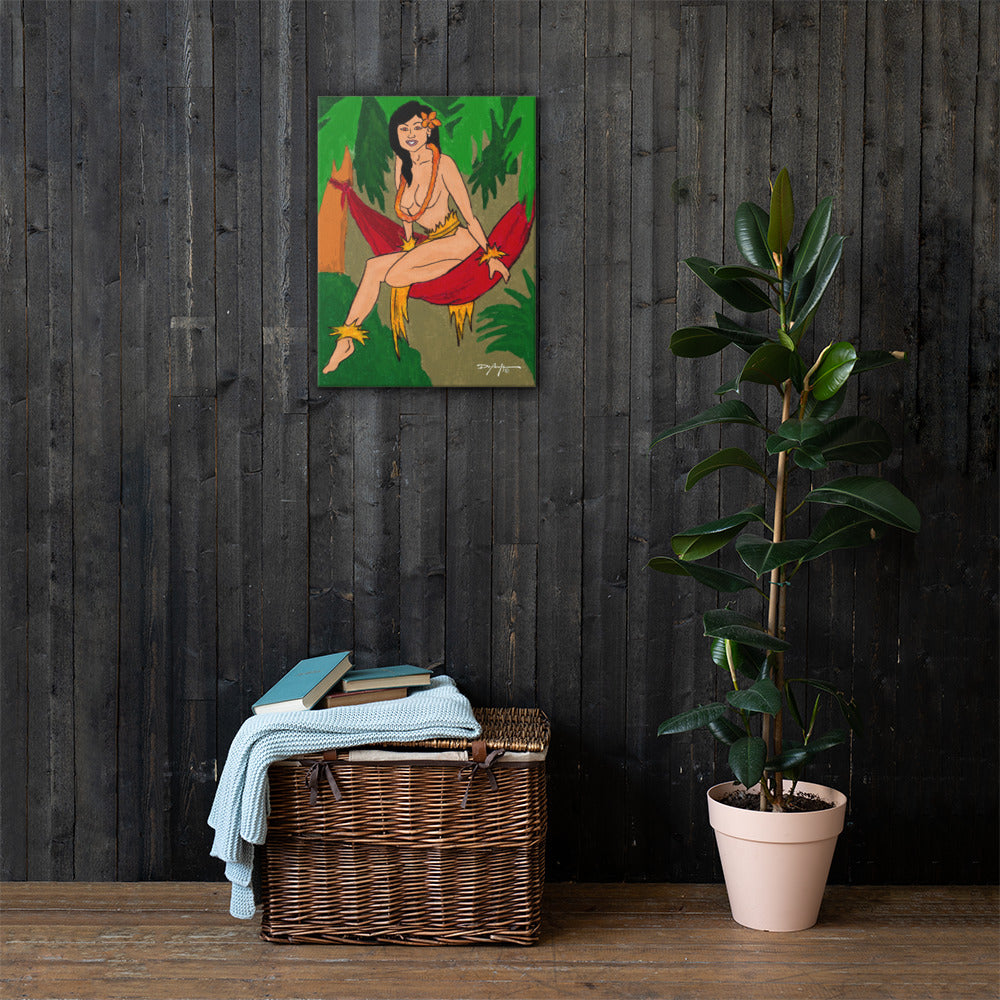 Ku U Maka Hula Girl Dancer Fine Art Canvas Print 18" x 24"