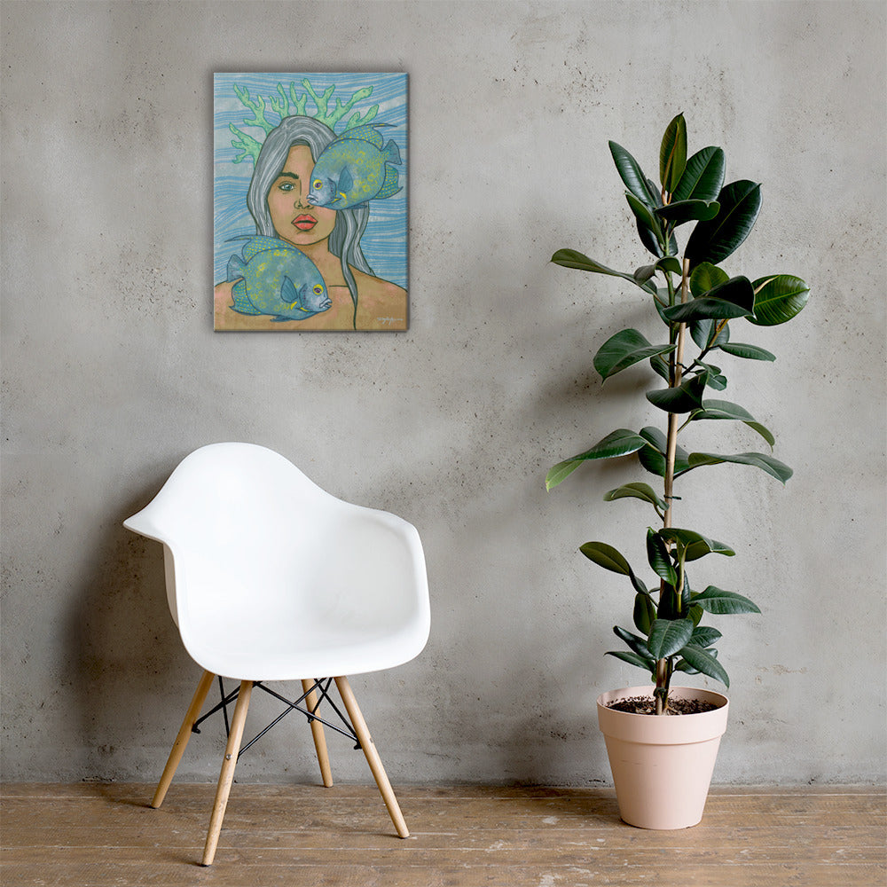 Wayfinder Woman Portrait Abalone Fine Art Canvas 18" x 24"