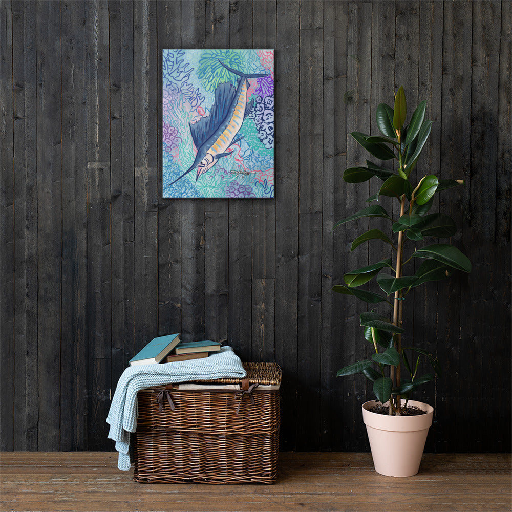 Sapphire Reef Sailfish Fine Fish Art Canvas Print 18" x 24"