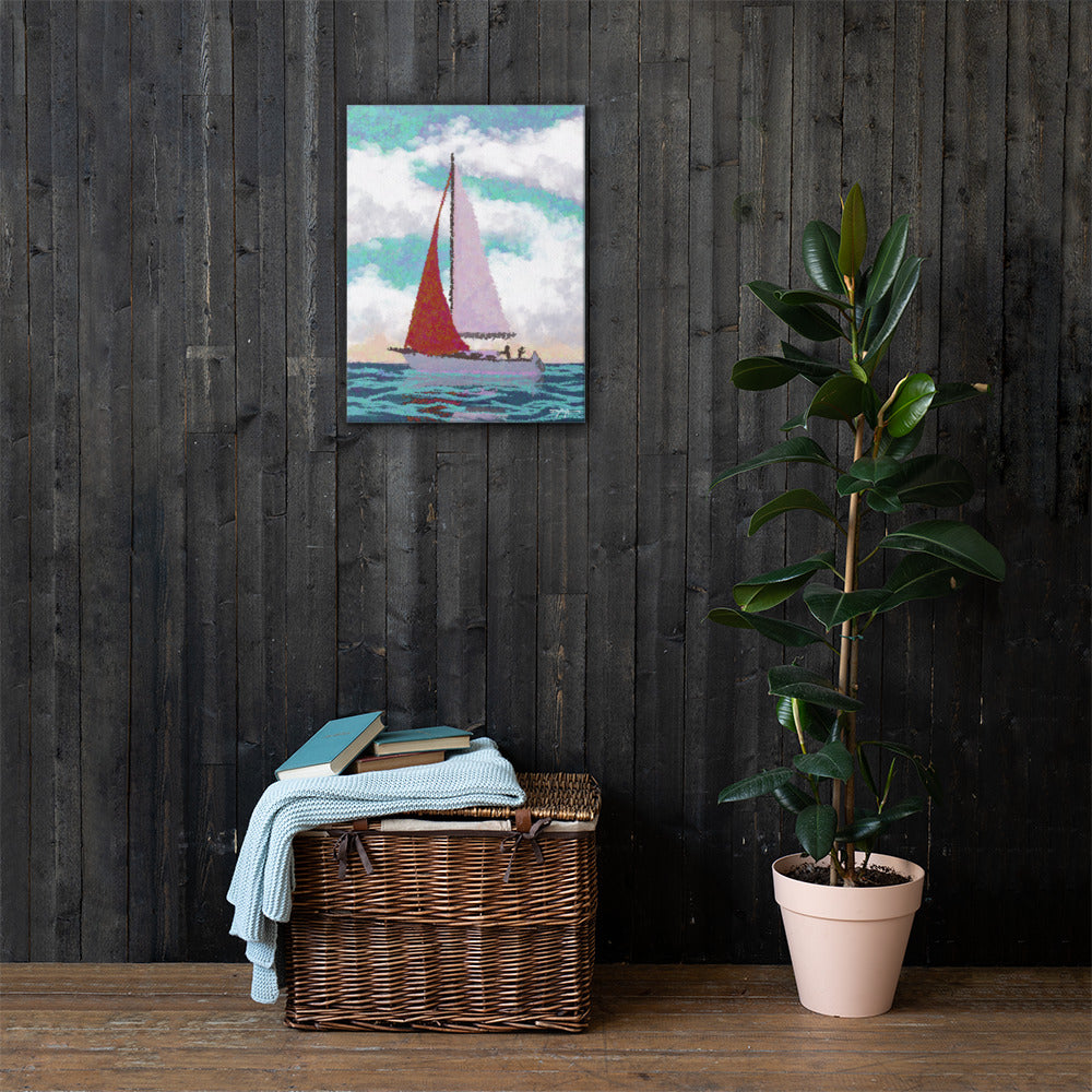 Sail Away Fine Coastal Art Sailboat Canvas 18" x 24"