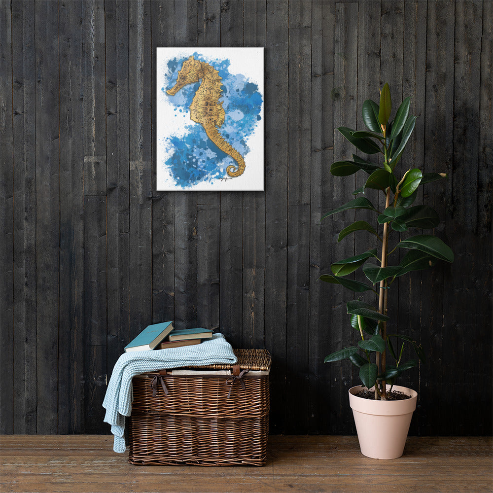 Seahorse Fine Coastal Art Expressionism Canvas Print 18" x 24"