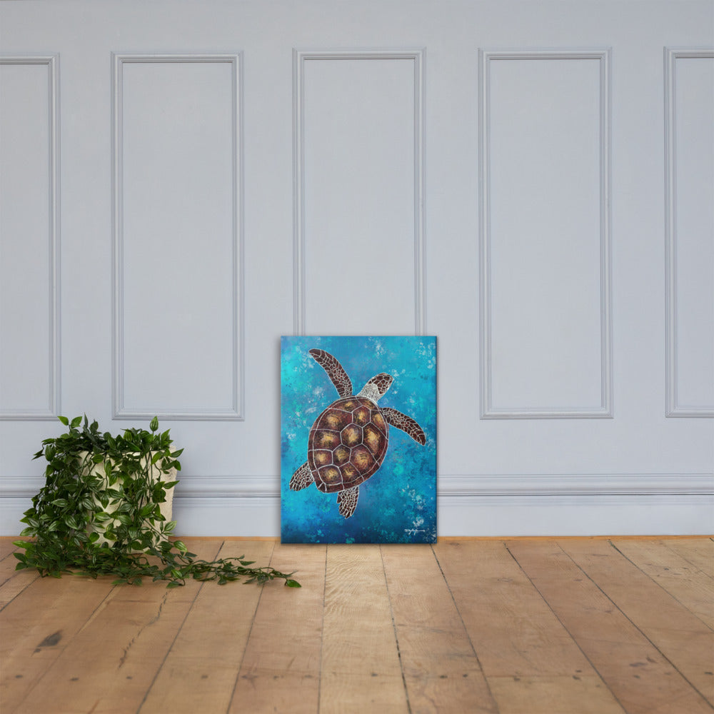 Honu Sea Turtle Fine Art Canvas 18" x 24"