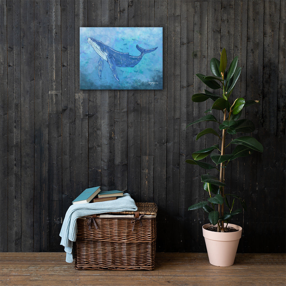 Sea Life Impression Humpback Whale Fine Art Canvas Print 18" x 24"