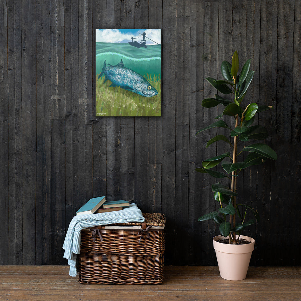 Tarpon Flats Fishing Fine Art Canvas 18" x 24"