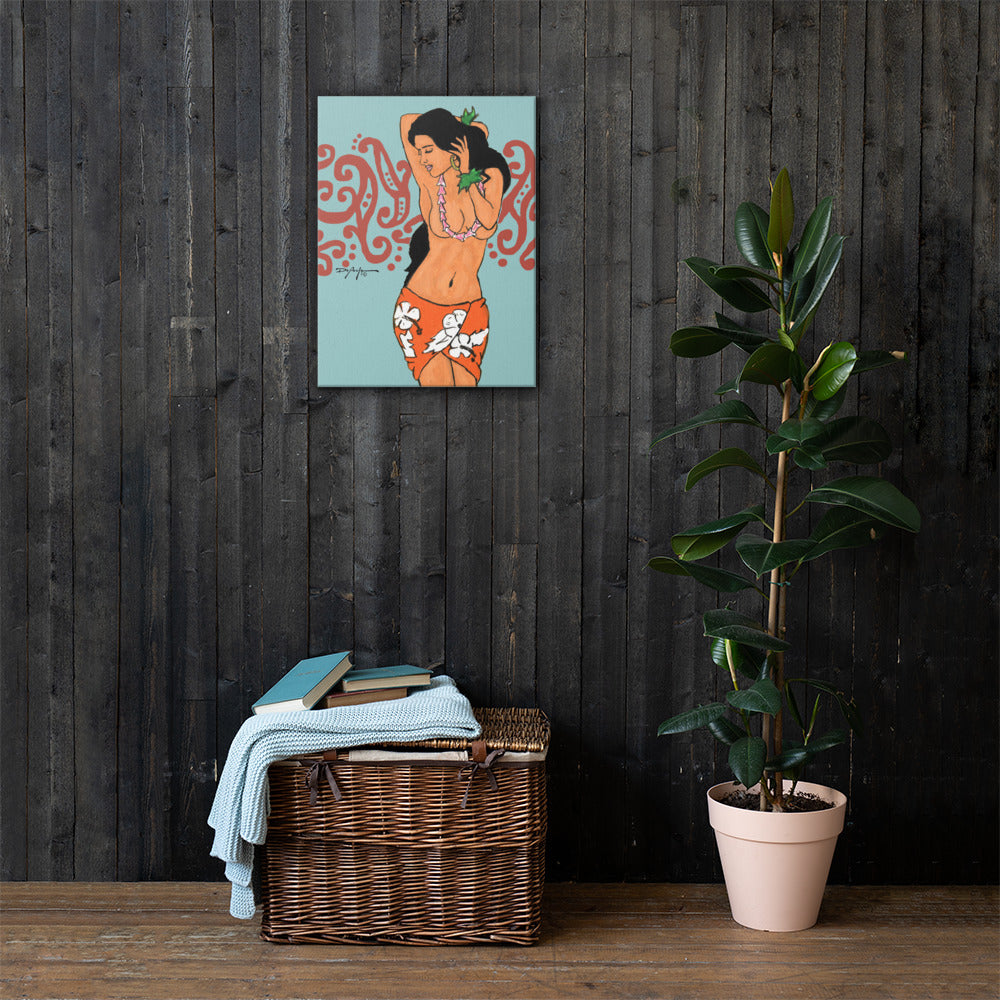 Ualoheke Akua Hula Dancer Fine Art Canvas Print 18" x 24"
