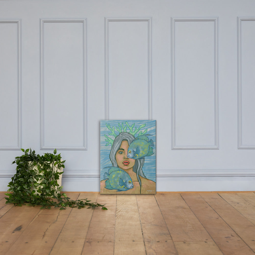 Wayfinder Woman Portrait Abalone Fine Art Canvas 18" x 24"
