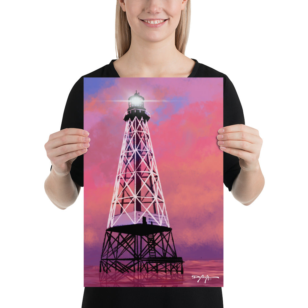 Alligator Reef Lighthouse at Dusk Fine Art Print 12 x 18"