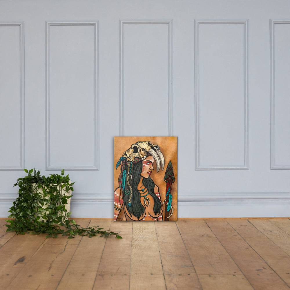Turquoise Warrior Portrait Fine Art Canvas 18" x 24"