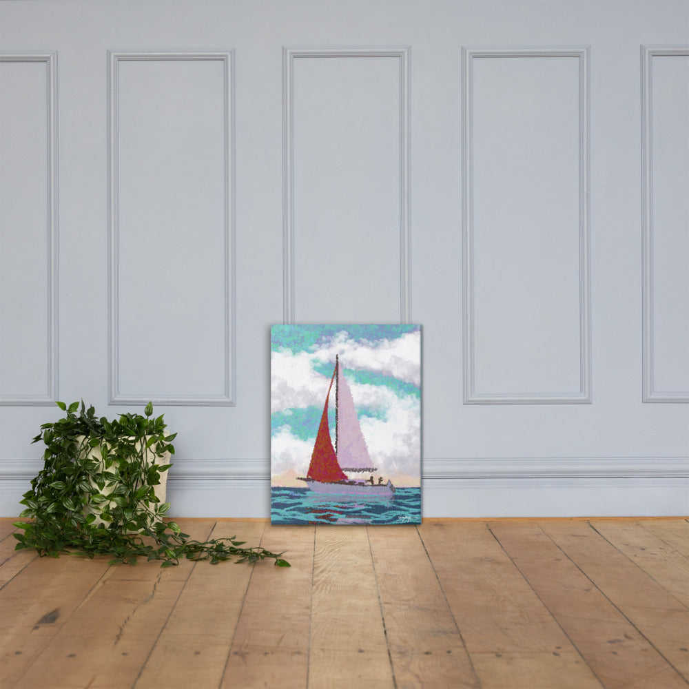 Sail Away Fine Coastal Art Sailboat Canvas 18" x 24"