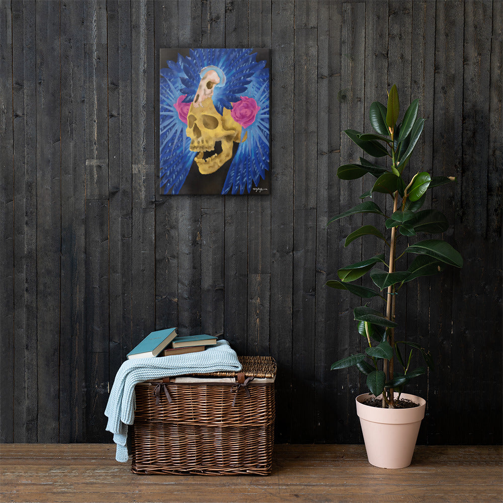 Lost Culture Skull Feather Headdress Fine Art Canvas Print 18" x 24"