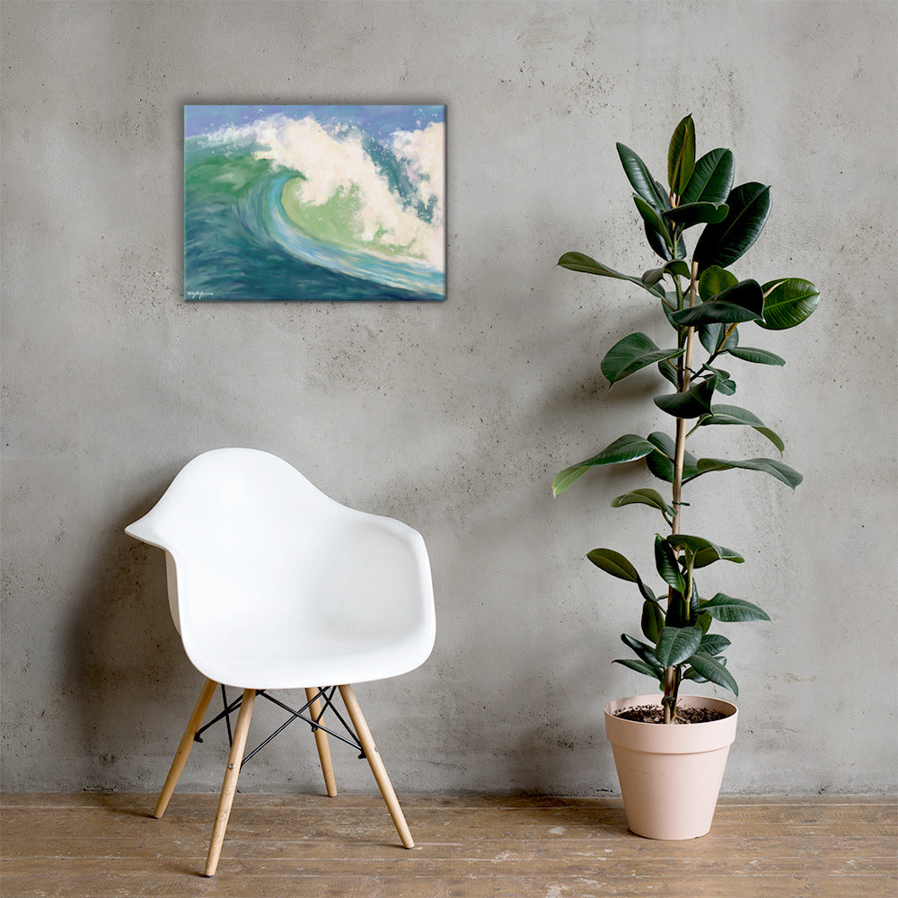Crashing Emerald Wave Fine Art Canvas Print 18" x 24"