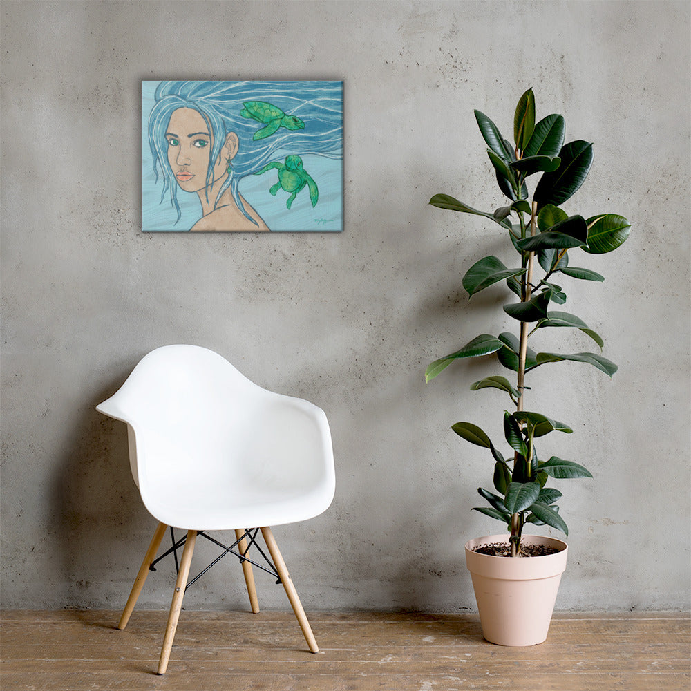 Wayfinder Woman Portrait Sapphire Fine Art Canvas 18" x 24"