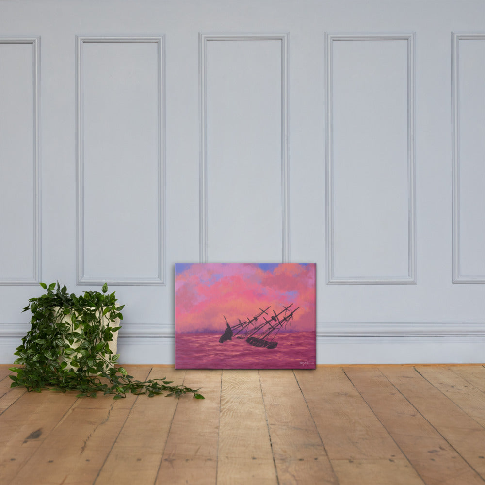 Wreck Fine Art Sunset Seascape Canvas 18" x 24"
